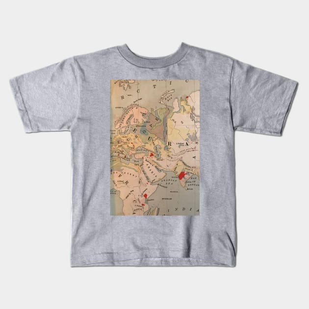 Antique Map of Europe, Africa, India 1800s Kids T-Shirt by djrunnels